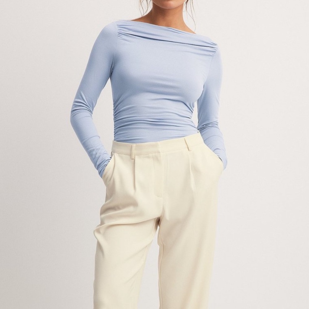 Soft Lined Draped Long Sleeve Top